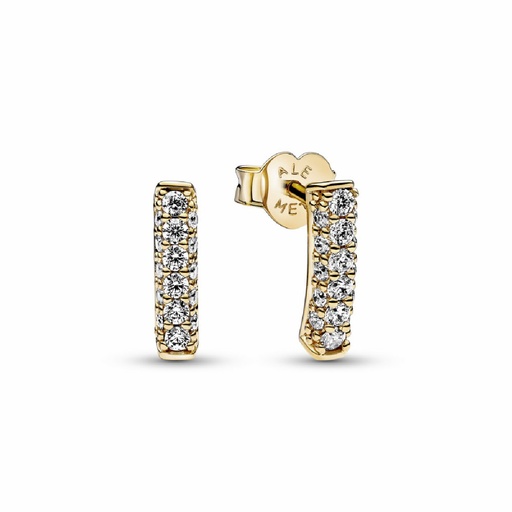 [262626C01] Pendientes Pandora Baño Oro Fila de circonitas en pavé