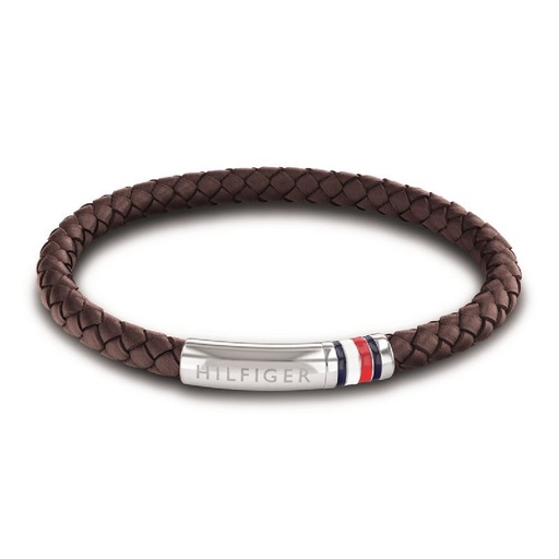 [2790402] Pulsera Tommy Hilfiger Hombre Cuero Marrón Trenzado y Cierre de Acero 2790402