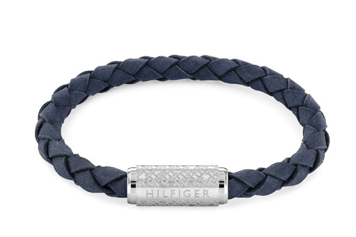 [2790480] Pulsera Tommy Hilfiger Hombre Piel Trenzada Azul y Acero Inoxidable 2790480