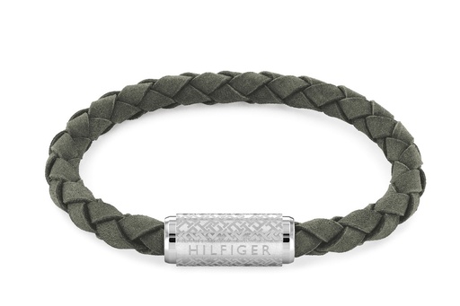 [2790481] Pulsera Tommy Hilfiger Hombre Piel Trenzada verde y acero inoxidable