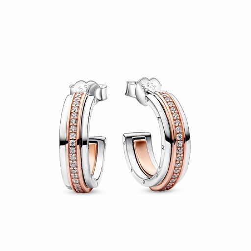 [282737C01] Pendientes Pandora Rose Aro Logo y Pavé en dos tonos