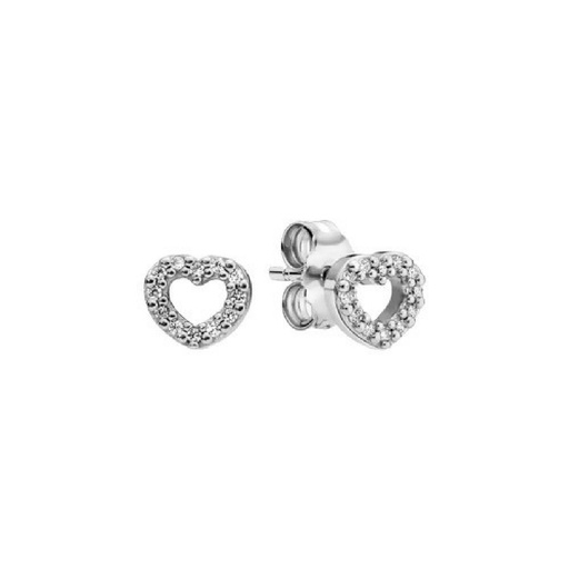 [290528CZ] Pendientes Pandora de Botón Corazón con Circonitas