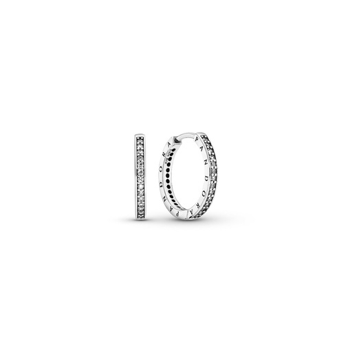 [290558CZ] Pendientes Pandora Aro Logo Pandora Plata
