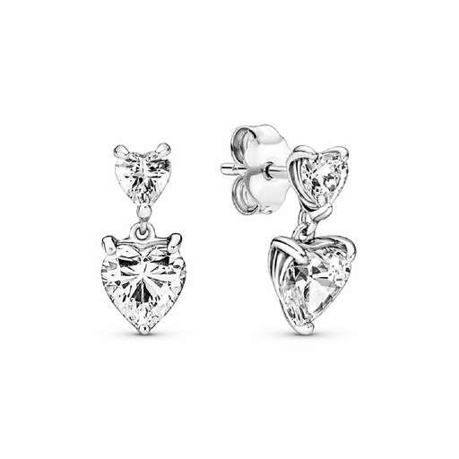 [291199C01] Pendientes Pandora Botón Doble Corazón Brillante