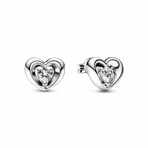 [292500C01] Pendientes Pandora de Botón Corazón Radiante y Gema Flotante
