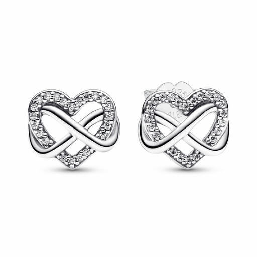 [292667C01] Pendientes Pandora Corazón e Infinito entrelazado Brillante