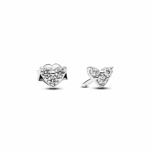 [293003C01] Pendientes Pandora de Botón Corazón y Triple Gema