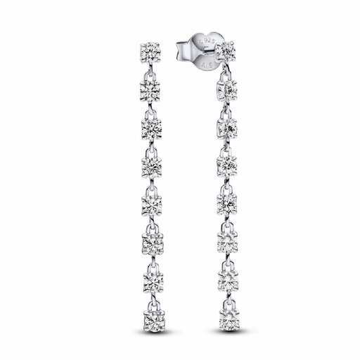 [293159C01] Pendientes Pandora colgantes con ocho piedras brillantes