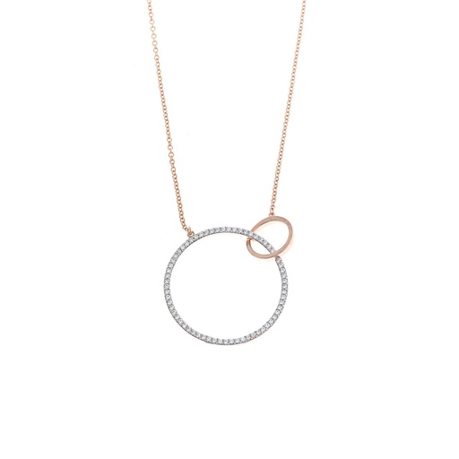 [136C0088] Collar Salvatore Plata Chapado Rose Dos Circulos 136C0088