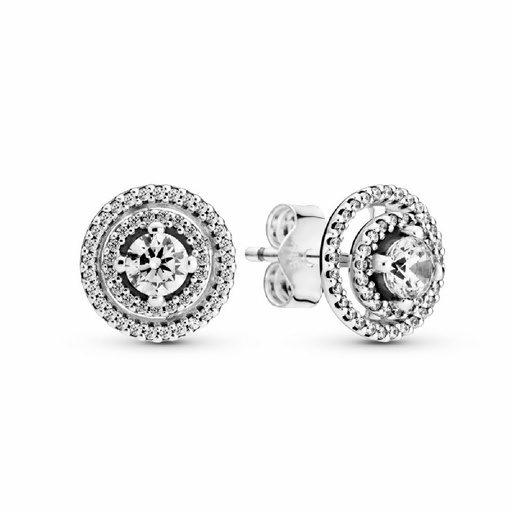 [299411C01] Pendientes Pandora Doble Halo Brillante