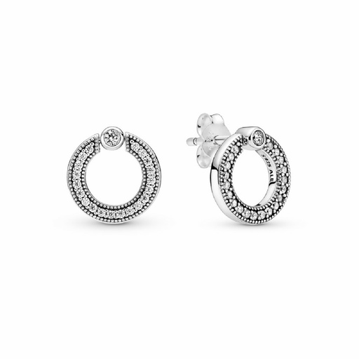 [299486C01] Pendiente Pandora Círculo Reversible en Pavé &Logo