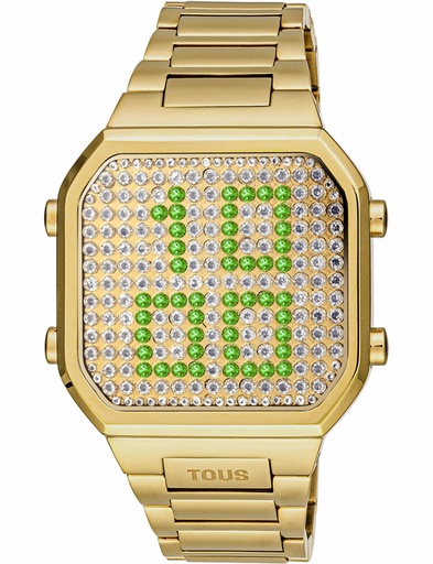 [3000130700] Reloj Tous Digital con brazalete de acero IP Dorado y caja con LEDS D-Bear