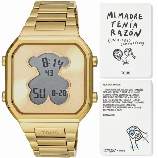 [3000134300] Reloj Tous Mujer D-Bear Digital Acero IP Dorado Oso 3000134300