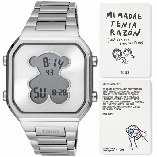 [3000134500] Reloj Tous Mujer D-Bear Digital Acero Plateado 3000134500
