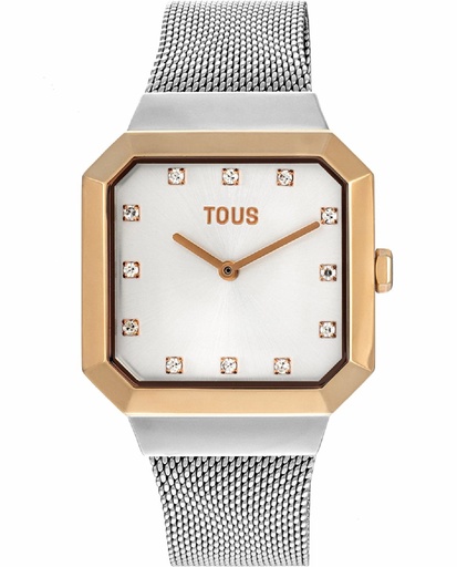 [300358060] Reloj Tous Karat Squared analógico Mujer con brazalete de acero & IPRG Rosa