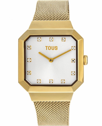 [300358062] Reloj Tous Karat Squared analógico mujer con brazalete de acero IP dorado