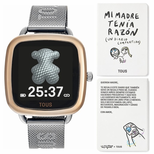 [300358085] Reloj Tous Smartwatch Mujer D-Connect Acero IP Rosa Brazalete de Acero 300358085