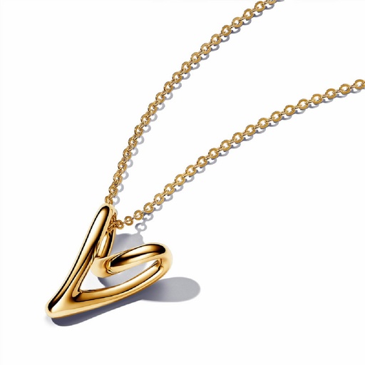 [363272C00-70] Collar Pandora Corazón Forma Orgánica Dorado