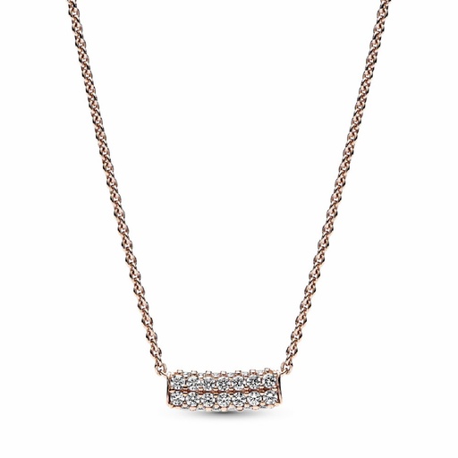 [382621C01-45] Gargantilla Pandora Baño de Oro Rosa Fila Doble de Circonitas