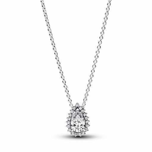 [392832C01-45] Collar Pandora Halo brillante Corte de Pera