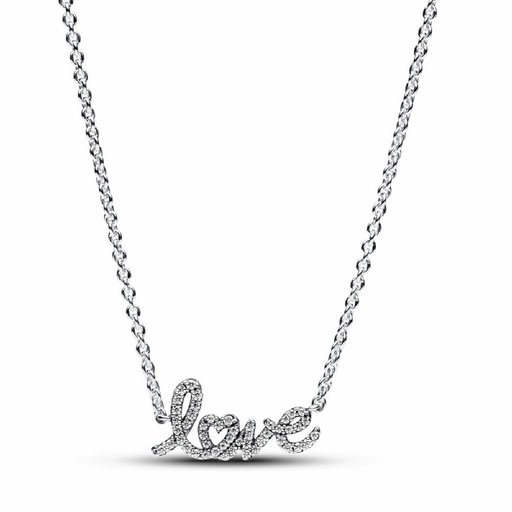 [393076C01-45] Collar Pandora Love Escrito a Mano Brillante