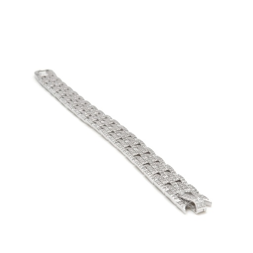 [14603-P] Pulsera Lineargent Tres bandas Plata rodiada y circonitas