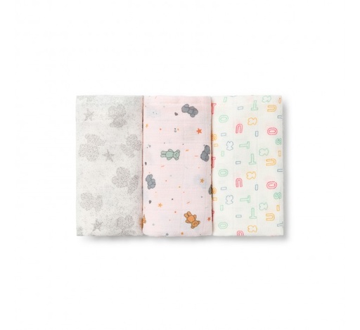 [MMUSE-1901-67] Pack de 3 Mini Gasas Tous Baby MMuse Bambú