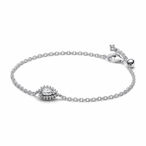 Pulsera Pandora Cadena con Halo de Pera Brillante
