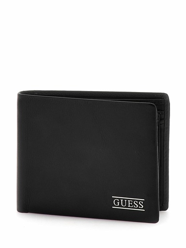 [SMNEBRLEA20-BL] Cartera Guess Hombre New Boston de piel auténtica negra