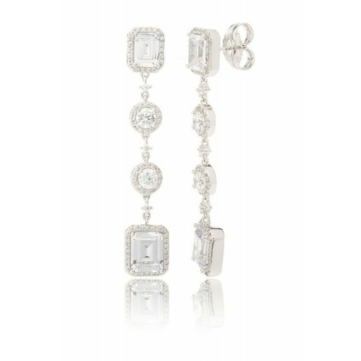 [WP049/LP/N] Pendientes Camaleoni Zenda Plata Rodio Largo Novia WP049/LP/N