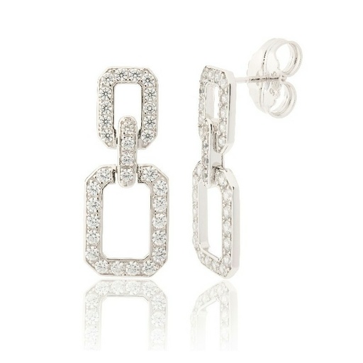 [WP056/MP] Pendientes Camaleoni Hanover  Plata Rodio Rectangulos WP056/MP