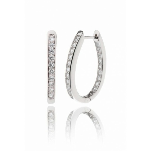 [WP070/AR] Pendientes Camaleoni Carcassone Argolla  Oval Plata  Rodio  WP070/AR