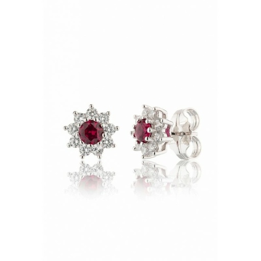 [WPC048/RB/CP] Pendientes Camaleoni Chambord Plata Rodio Roseta Rubi WPC048/RB/CP