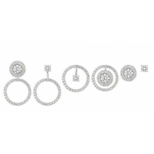 [WPD005/LP] Pendientes Camaleoni  Plata Rodio Desmontable Cerco y Circulo WPD005/LP