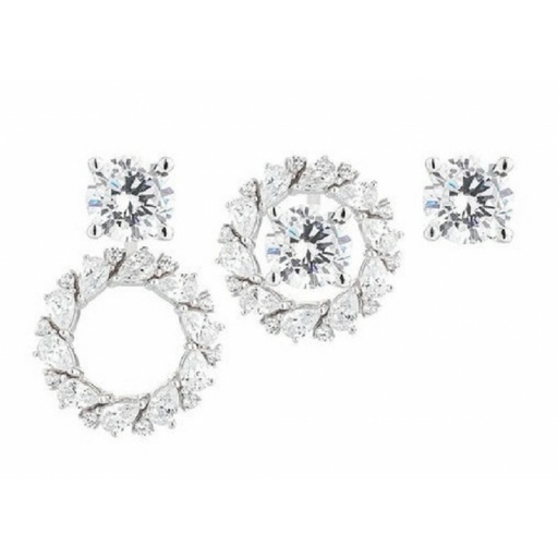 [WPD010/LP] Pendientes Camaleoni  Plata Rodio Desmontable Solitario WPD010/LP