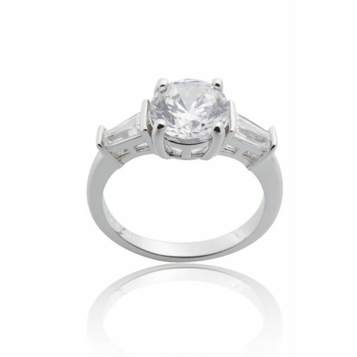 [WS001.8.00/16] Anillo Camaleoni Nurul Plata Rodio 4 Garras 2 Trapecios WS001.8.00/16