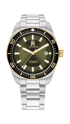 [1792155] Reloj Tommy Hilfiger Hombre TH85 Analógico Plateado Acero Esfera Verde 1792155
