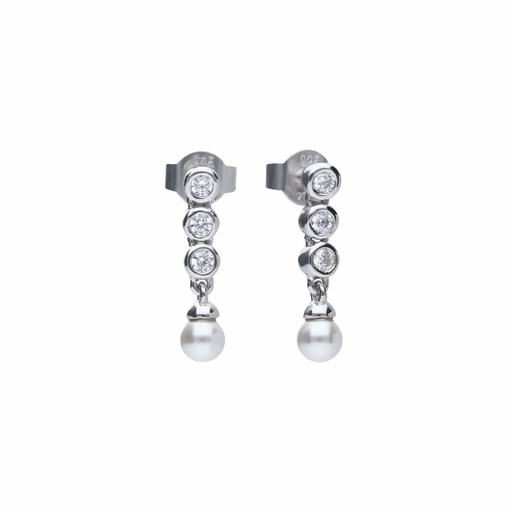 [6218571111] Pendientes largos Diamonfire plata con circonitas en bisel y perlas