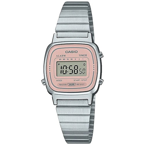 [LA670WEA-4A2EF] Reloj Casio Vintage Mujer Plateado Esfera Rosa LA670WEA-4A2EF