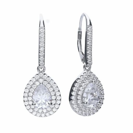 [6220611082] Pendientes Diamonfire en forma de pera plata con circonita blanca y engaste pavé