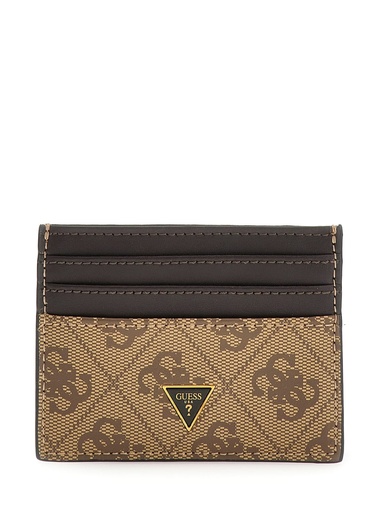 [SMVELELEA25-BB] PORTATARJETAS GUESS DE PIEL MARRON LOGOTIPO 4G