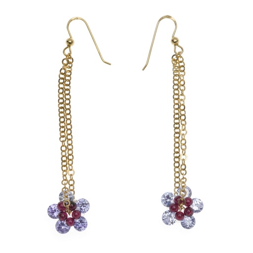 [6PE270028] Pendientes Salvatore Caida de Flores con Baño de oro