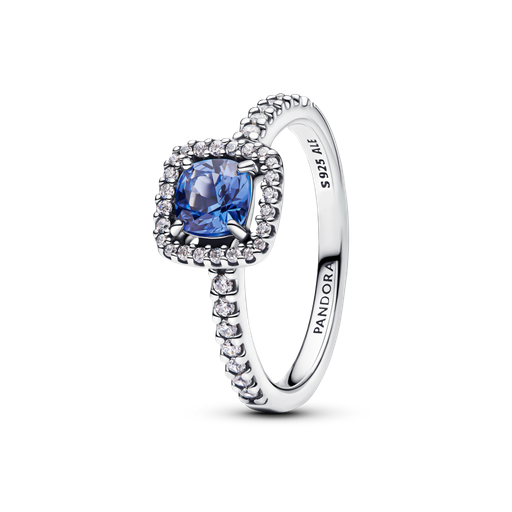 Anillo Pandora Halo Azul Cuadrado Brillante 193555C01