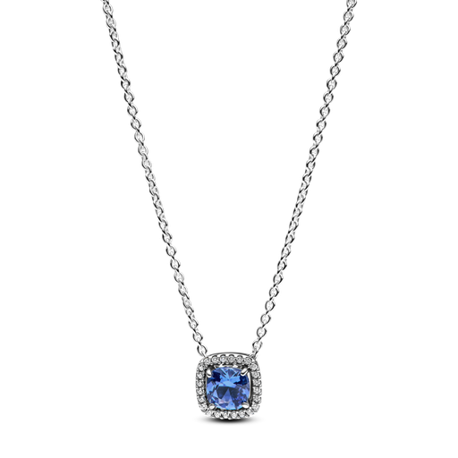 [393560C01-45] Collar Pandora Halo Azul Cuadrado Brillante 