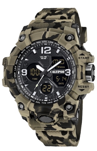 [K5855/1] Reloj Calypso Hombre X-Trem Camuflaje Caucho Marrón K5855/1