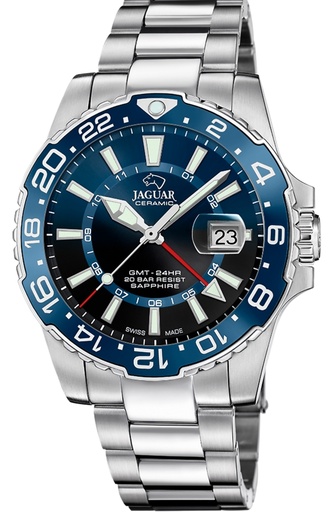 [J1011/2] RELOJ SUIZO JAGUAR CERMIC GMT AZUL PARA HOMBRE