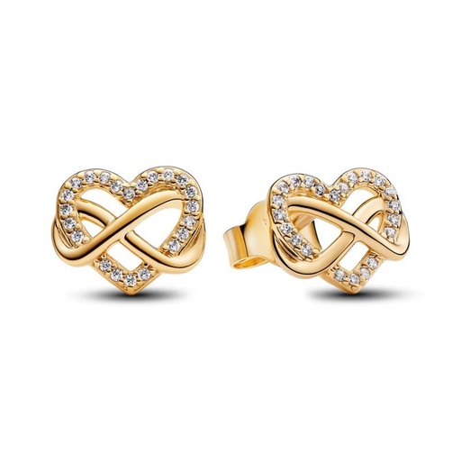 [262667C01] Pendientes Pandora de Botón Corazón Infinito Brillante
