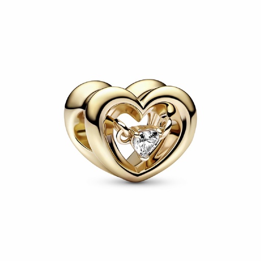 [762493C01] Charm Pandora Corazón Radiante y Gema Flotante