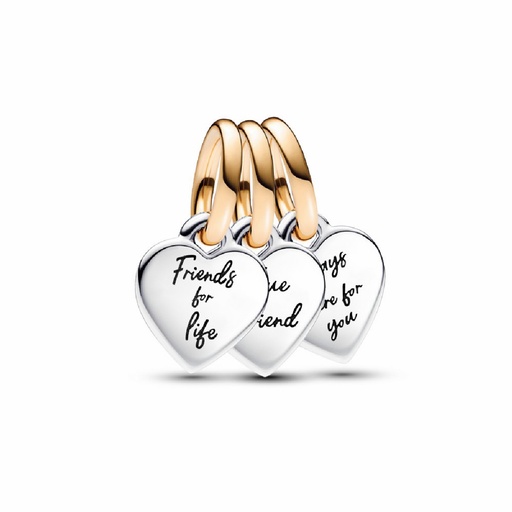 [762722C00] Charm colgante Pandora Bicolor Divisible Triple Amistad en dos tonos