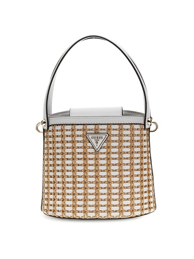 [WG964703-NTWHITE] Bolso Guess Atalia Mujer Crossbody Rafia y Piel Blanca WG964703-NTWHITE